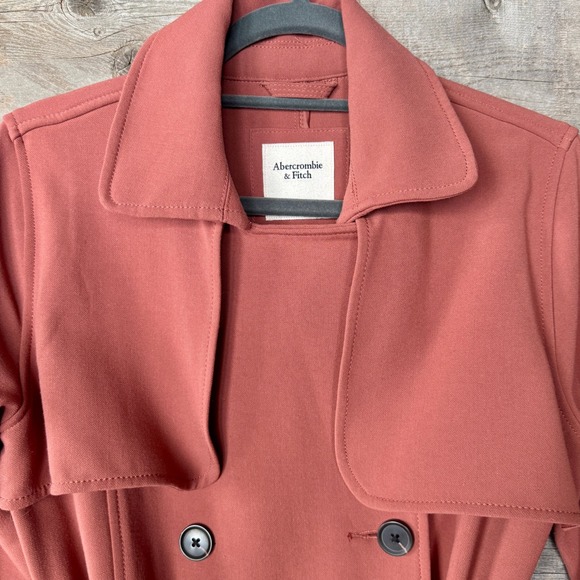 Abercrombie & Fitch Womens Drape Trench Coat Belted Rust Terracotta Size M - Picture 3 of 12